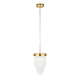 1 Light Pendant, Brushed Aged Brass and Decorative Glass Rod - Height Adjustable (0711ANI115345)