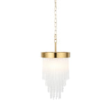 1 Light Pendant, Brushed Aged Brass and Decorative Glass Rod - Height Adjustable (0711ANI115345)
