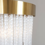 5 Light Pendant, Brushed Aged Brass and Decorative Glass Rod - Height Adjustable (0711ANI115346)