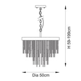 5 Light Pendant, Brushed Aged Brass and Decorative Glass Rod - Height Adjustable (0711ANI115346)