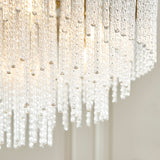 9 Light Pendant, Brushed Aged Brass and Decorative Glass Rod - Height Adjustable (0711ANI115347)