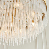 9 Light Pendant, Brushed Aged Brass and Decorative Glass Rod - Height Adjustable (0711ANI115347)