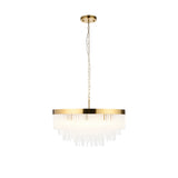 9 Light Pendant, Brushed Aged Brass and Decorative Glass Rod - Height Adjustable (0711ANI115347)