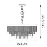 9 Light Pendant, Brushed Aged Brass and Decorative Glass Rod - Height Adjustable (0711ANI115347)