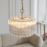 3 Light Pendant finished in Aged Brass and Clear Cut Hexagonal Glass Rods (0711VAL117514)