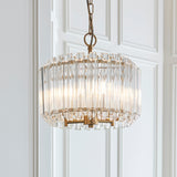 3 Light Pendant finished in Aged Brass and Clear Cut Hexagonal Glass Rods (0711VAL117514)