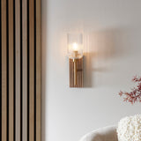 1 Light Wall Light in Walnut Stained Wood and Brass (0711GRO118365)