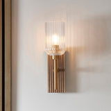 1 Light Wall Light in Walnut Stained Wood and Brass (0711GRO118365)
