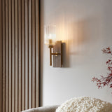 1 Light Wall Light in Walnut Stained Wood and Brass (0711GRO118365)