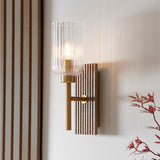 1 Light Wall Light in Walnut Stained Wood and Brass (0711GRO118365)