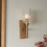 1 Light Wall Light in Walnut Stained Wood and Brass (0711GRO118365)