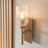 1 Light Wall Light in Walnut Stained Wood and Brass (0711GRO118365)