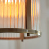 1 Light Pendant, Antique Brass Plated with Clear Ribbed Glass (0711RID118595)