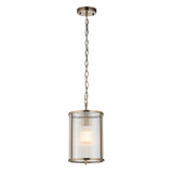 1 Light Pendant, Antique Brass Plated with Clear Ribbed Glass (0711RID118595)