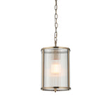 1 Light Pendant, Antique Brass Plated with Clear Ribbed Glass (0711RID118595)