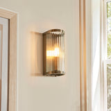1 Light Wall Light, Antique Brass Plated with Clear Ribbed Glass (0711RID118596)