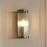 1 Light Wall Light, Antique Brass Plated with Clear Ribbed Glass (0711RID118596)