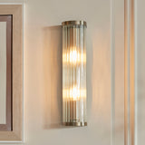 2 Light Wall Light, Antique Brass Plated with Clear Ribbed Glass (0711RID118597)