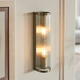 2 Light Wall Light, Antique Brass Plated with Clear Ribbed Glass (0711RID118597)
