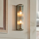 2 Light Wall Light, Antique Brass Plated with Clear Ribbed Glass (0711RID118597)