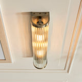 2 Light Wall Light, Antique Brass Plated with Clear Ribbed Glass (0711RID118597)