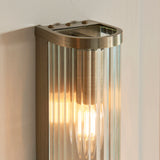 2 Light Wall Light, Antique Brass Plated with Clear Ribbed Glass (0711RID118597)