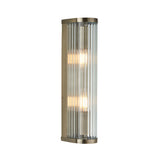 2 Light Wall Light, Antique Brass Plated with Clear Ribbed Glass (0711RID118597)