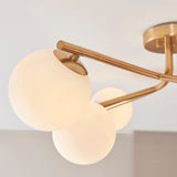 6 Light Semi flush, Brushed Aged Brass / Matt Opal Spheres (0711AAR118651)