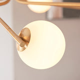 10 Light Pendant, Brushed Aged Brass / Matt Opal Spheres - Height Adjustable (0711AAR118652) (Copy)