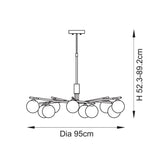 10 Light Pendant, Brushed Aged Brass / Matt Opal Spheres - Height Adjustable (0711AAR118652) (Copy)