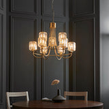 9 Light Tiered Pendant in Antique Brass with Clear Cut Glass Shades (0711BER118934)