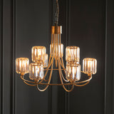 9 Light Tiered Pendant in Antique Brass with Clear Cut Glass Shades (0711BER118934)