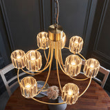 9 Light Tiered Pendant in Antique Brass with Clear Cut Glass Shades (0711BER118934)