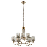9 Light Tiered Pendant in Antique Brass with Clear Cut Glass Shades (0711BER118934)