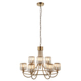 9 Light Tiered Pendant in Antique Brass with Clear Cut Glass Shades (0711BER118934)