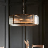 8 Light Pendant Antique Brass with Clear Ribbed Glass (0711RID119455)