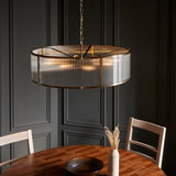 8 Light Pendant Antique Brass with Clear Ribbed Glass (0711RID119455)