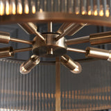 8 Light Pendant Antique Brass with Clear Ribbed Glass (0711RID119455)
