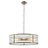 8 Light Pendant Antique Brass with Clear Ribbed Glass (0711RID119455)