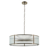 8 Light Pendant Antique Brass with Clear Ribbed Glass (0711RID119455)