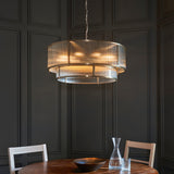 8 Light Tiered Pendant Antique Brass with Clear Ribbed Glass (0711RID119456)