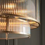 8 Light Tiered Pendant Antique Brass with Clear Ribbed Glass (0711RID119456)