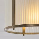 1 Light Flush, Antique Brass Plated with Frosted Ribbed Glass (0711RID119457)