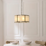 5 Light Pendant Antique Brass with Frosted Ribbed Glass (0711RID119458)