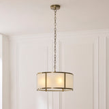 5 Light Pendant Antique Brass with Frosted Ribbed Glass (0711RID119458)