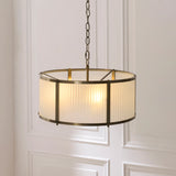 5 Light Pendant Antique Brass with Frosted Ribbed Glass (0711RID119458)
