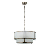 5 Light Tiered Pendant, Antique Brass Plated with Frosted Ribbed Glass (0711RID119459)