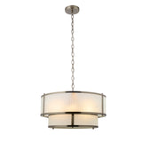 5 Light Tiered Pendant, Antique Brass Plated with Frosted Ribbed Glass (0711RID119459)