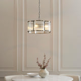3 Light Pendant, Antique Brass Plated with Clear Ribbed Glass (0711RID120090)