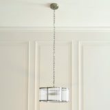 3 Light Pendant, Antique Brass Plated with Clear Ribbed Glass (0711RID120090)